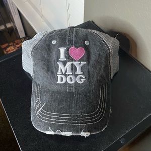 I love my dog Distressed trucker hat